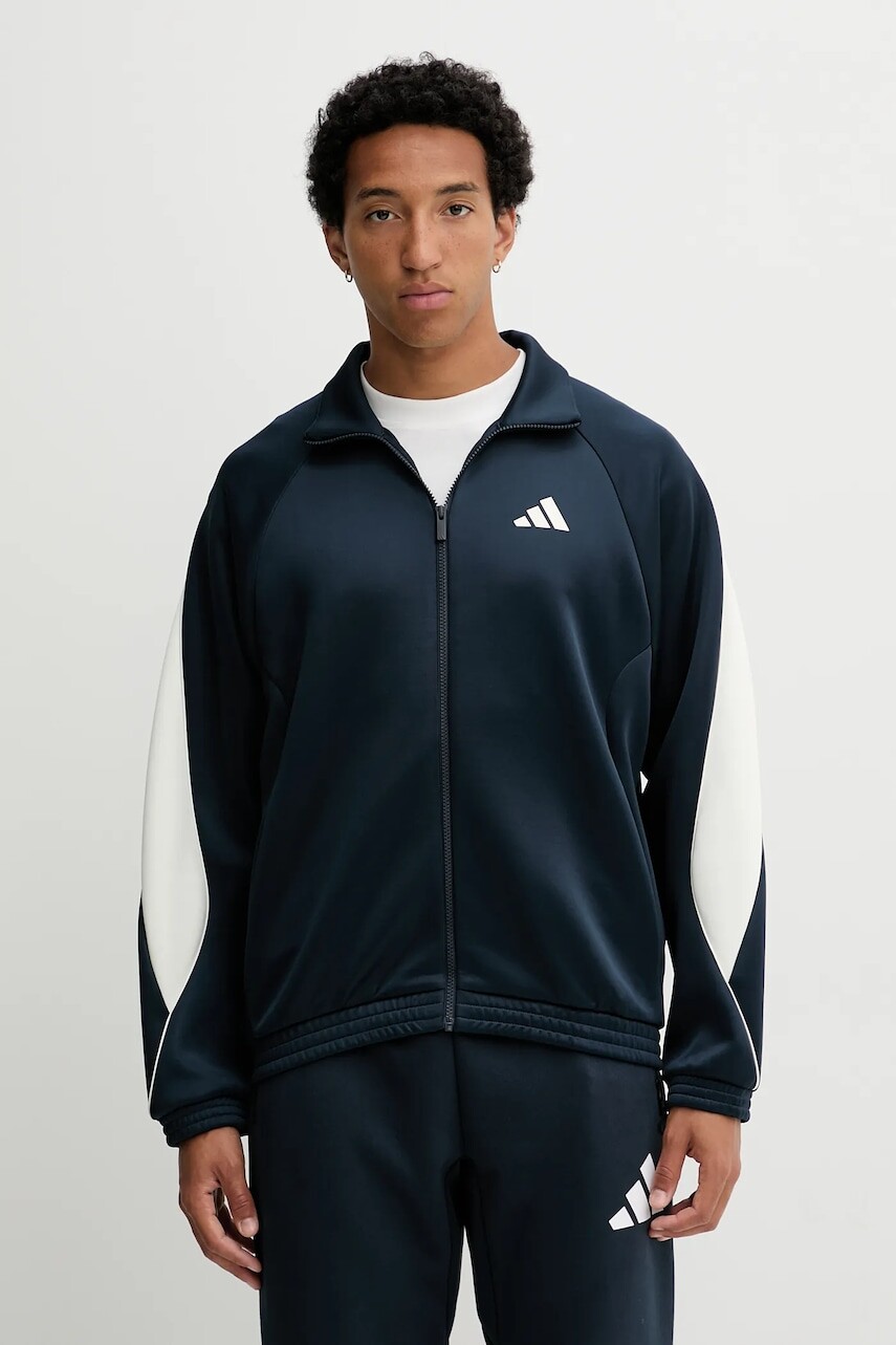 Mikina adidas Stadium tmavomodrá farba, vzorovaná, JX5617