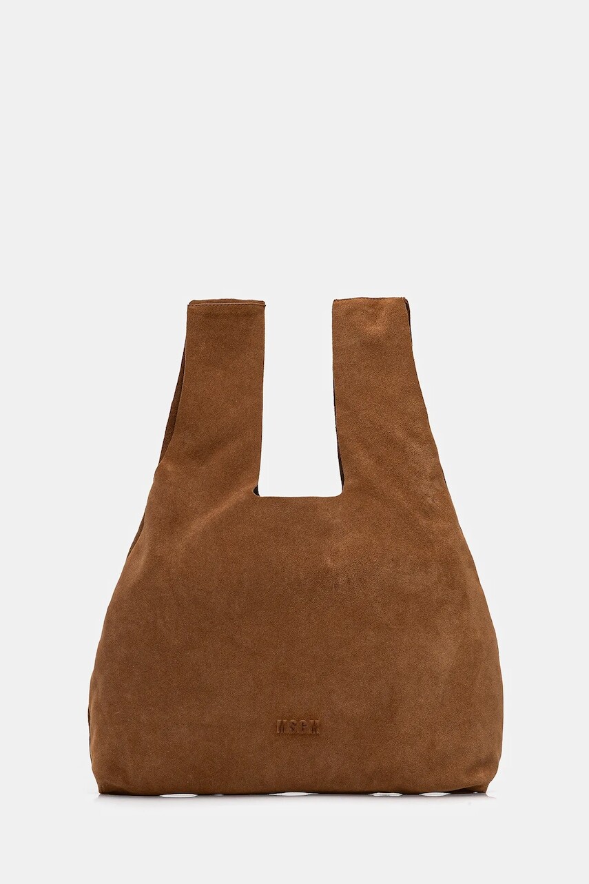 Semišová kabelka MSGM hnedá farba, 3941MDZ65.966
