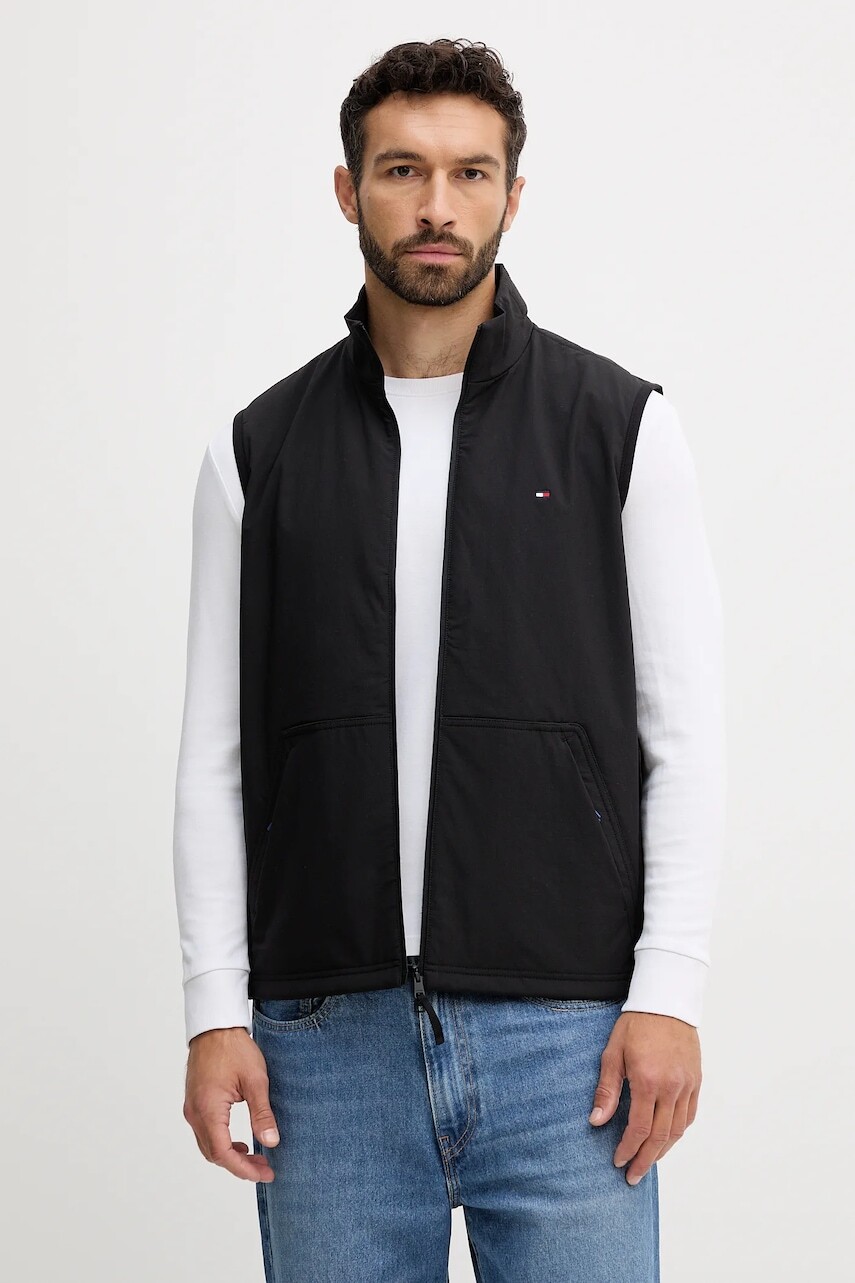 Vesta Tommy Hilfiger čierna farba, prechodná, MW0MW39515