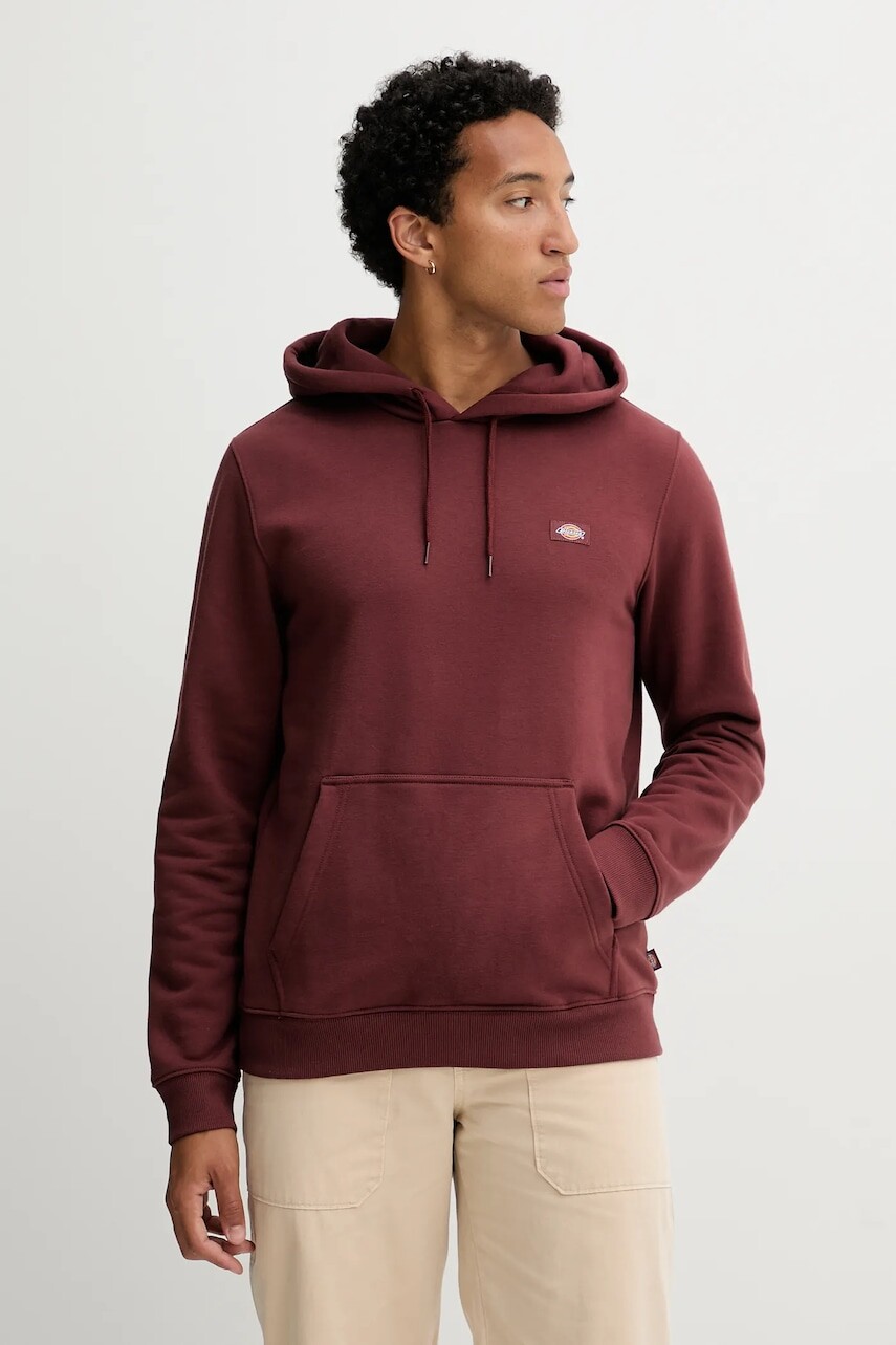 Mikina Dickies bordová farba, s kapucňou, jednofarebná, DK0A4XCD