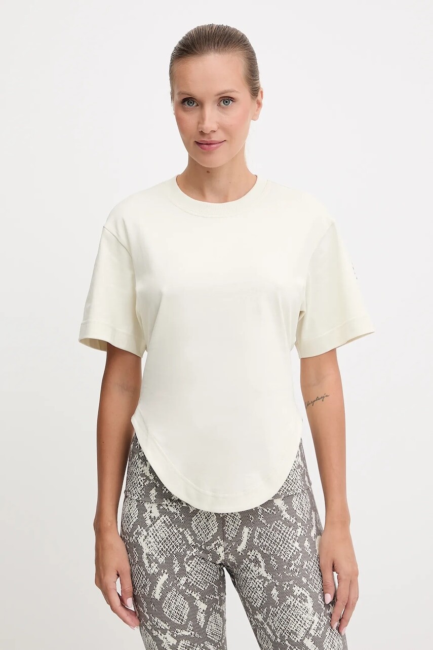 Tréningové tričko adidas by Stella McCartney béžová farba, JX6775