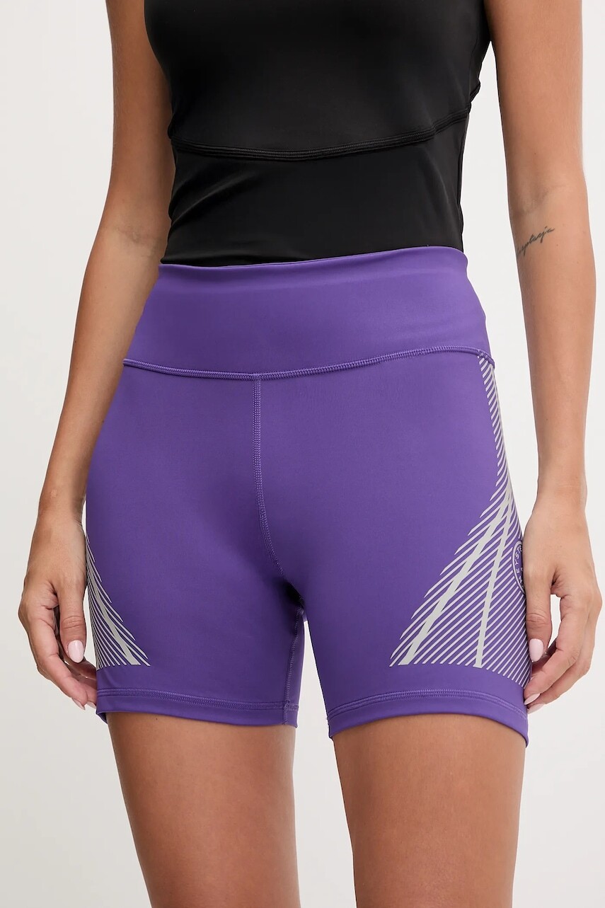Tréningové šortky adidas by Stella McCartney fialová farba, vzorované, vysoký pás, JW2025