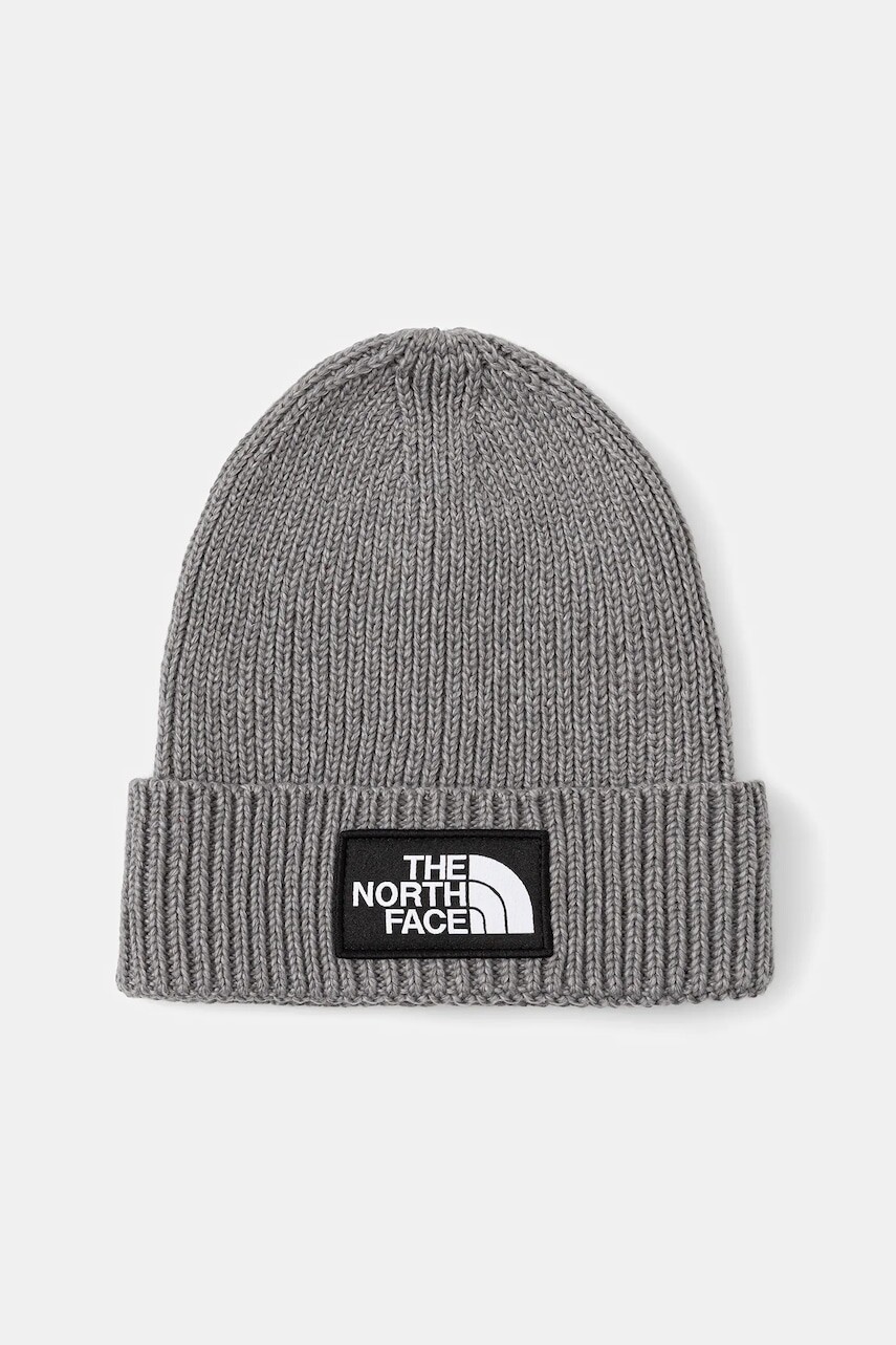 Detská čiapka The North Face KIDS TNF LOGO BOX CUFFED BEANIE šedá farba, NF0A8CGUDYY1