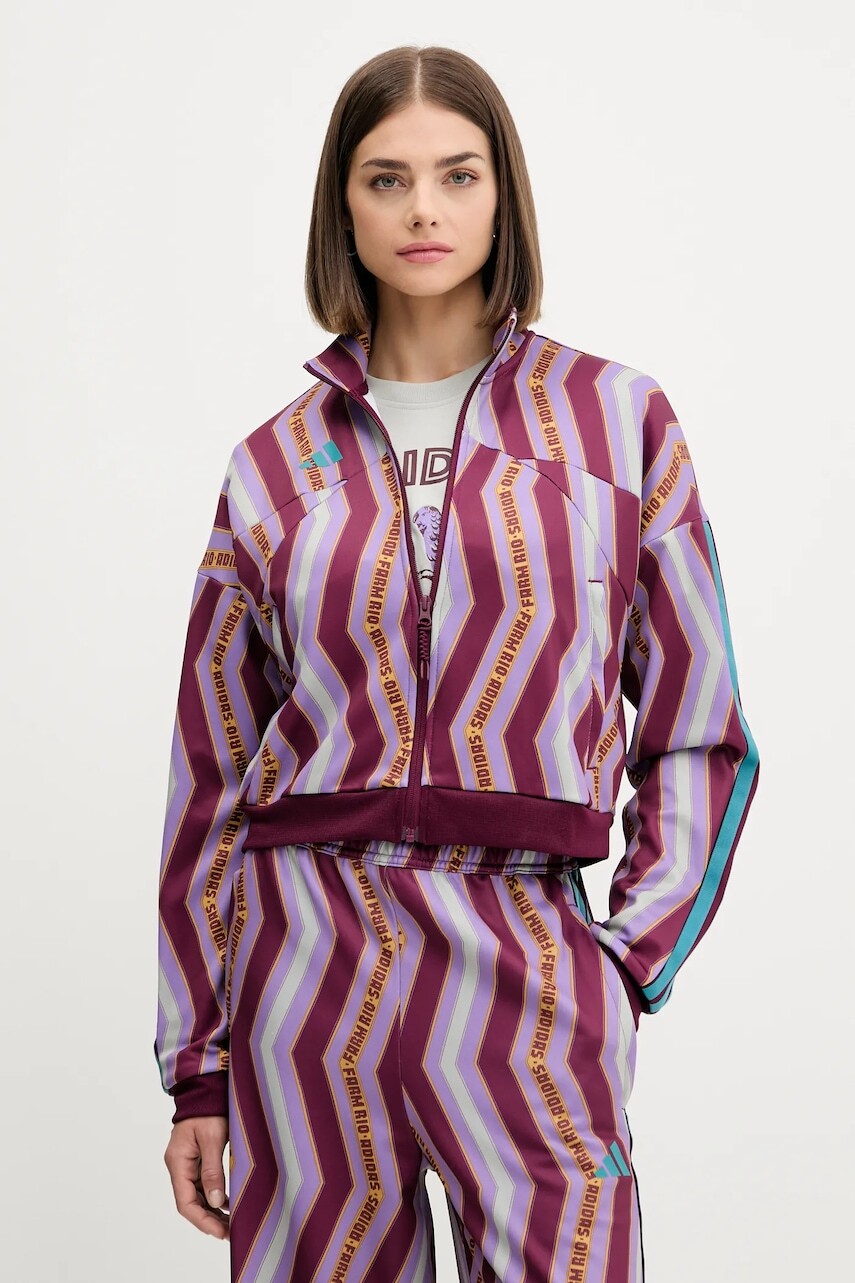 Mikina adidas x Farm Rio červená farba, vzorovaná, JL8617