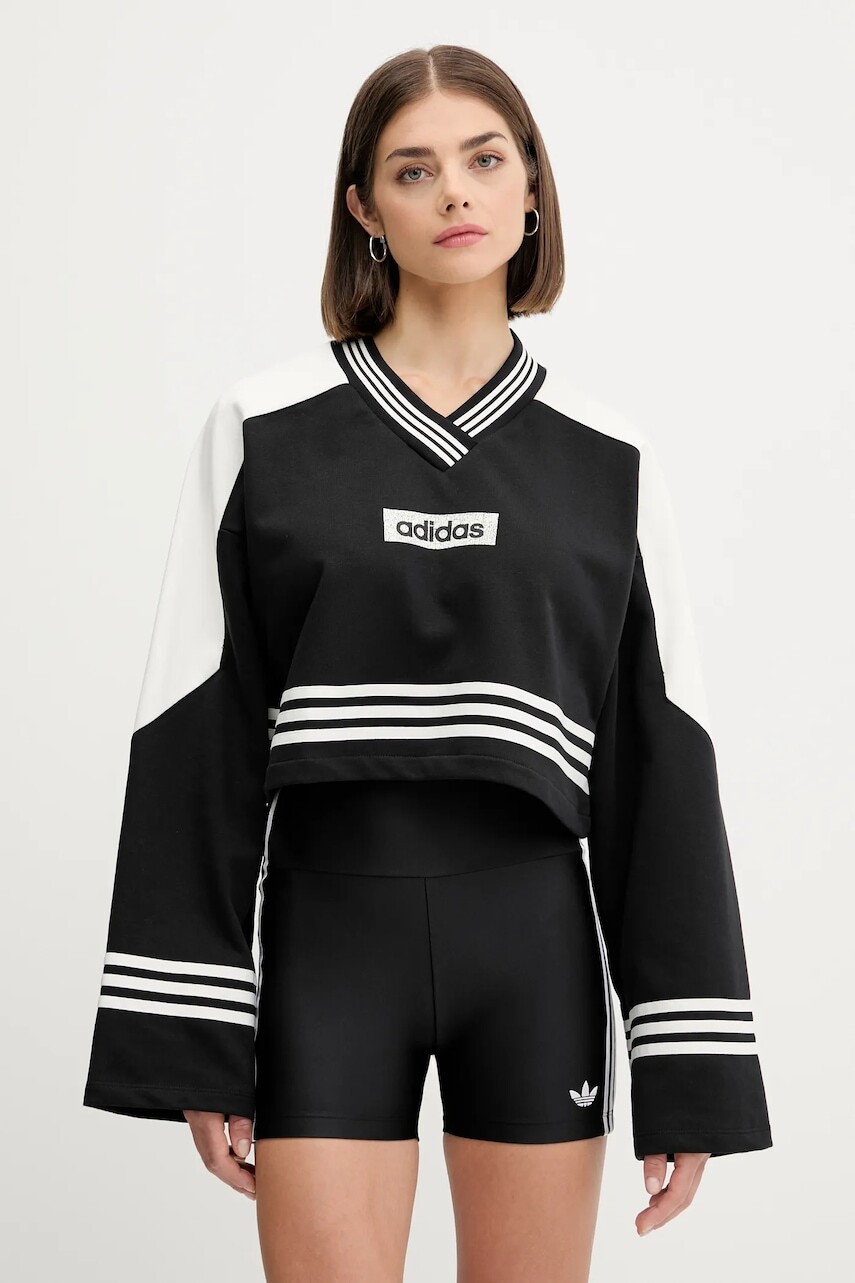 Mikina adidas Originals Crew Sweatshirt čierna farba, vzorovaná, JW7273