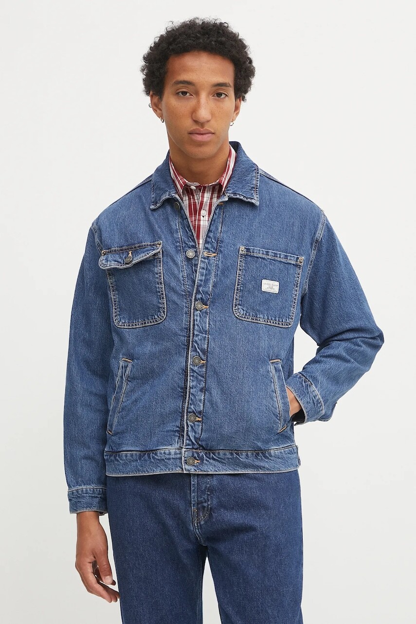 Rifľová bunda Guess Jeans modrá farba, prechodná, M5YN50 D5M54