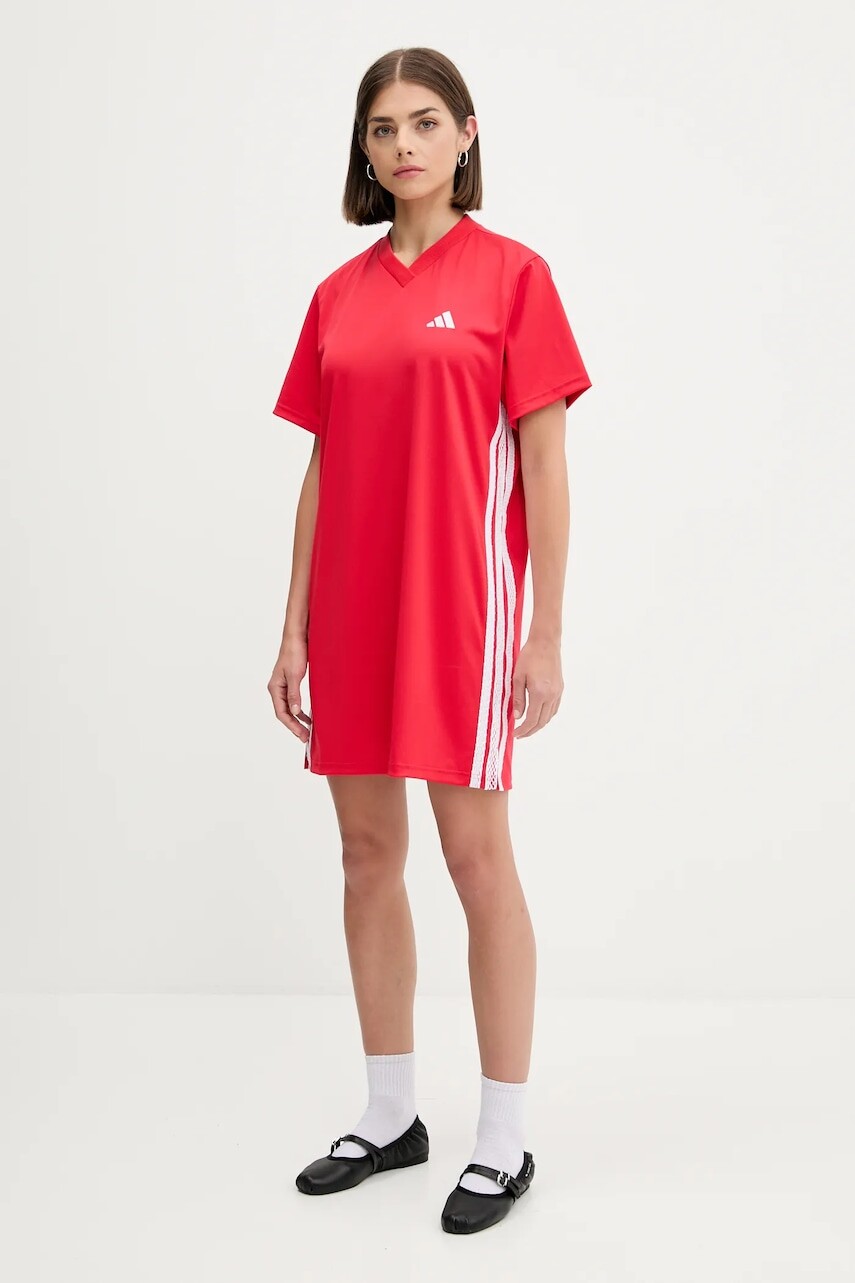 Šaty adidas červená farba, mini, rovný strih, JZ8131
