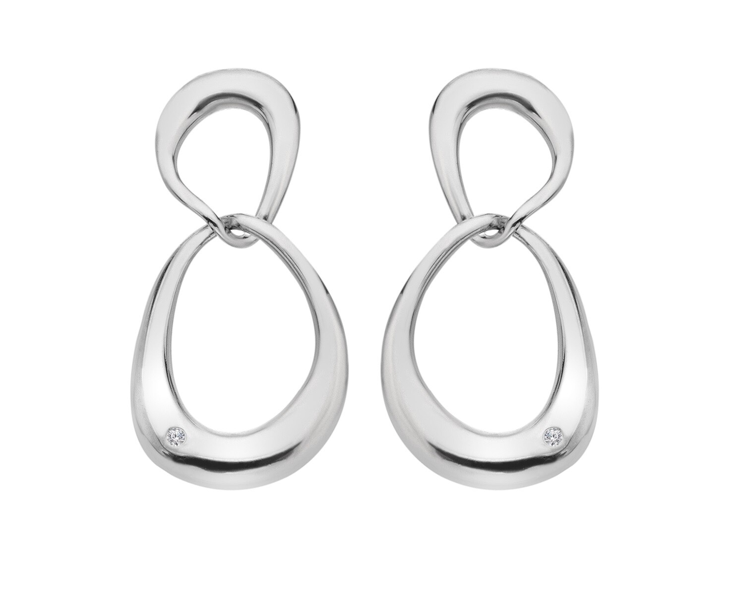 Hot Diamonds Pôvabné strieborné visiace náušnice s diamantmi Sleek DE742