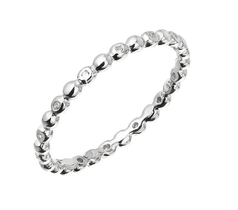 Evolution Group Minimalistický strieborný prsteň so zirkónmi 15005.1 crystal 51 mm