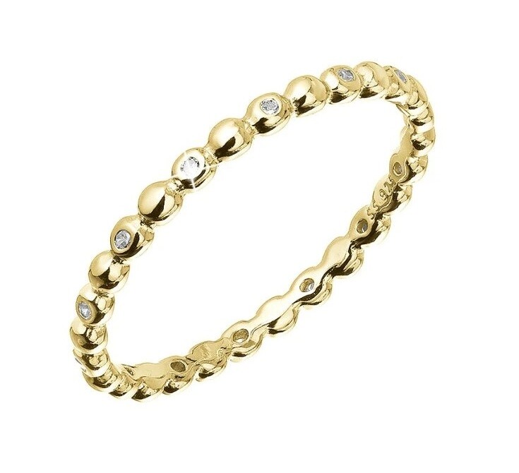 Evolution Group Minimalistický pozlátený prsteň so zirkónmi 15005.1 crystal 51 mm