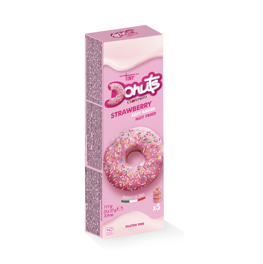 CUORENERO Donuty s polevou jahoda bez lepku 3 kusy, poškodený obal