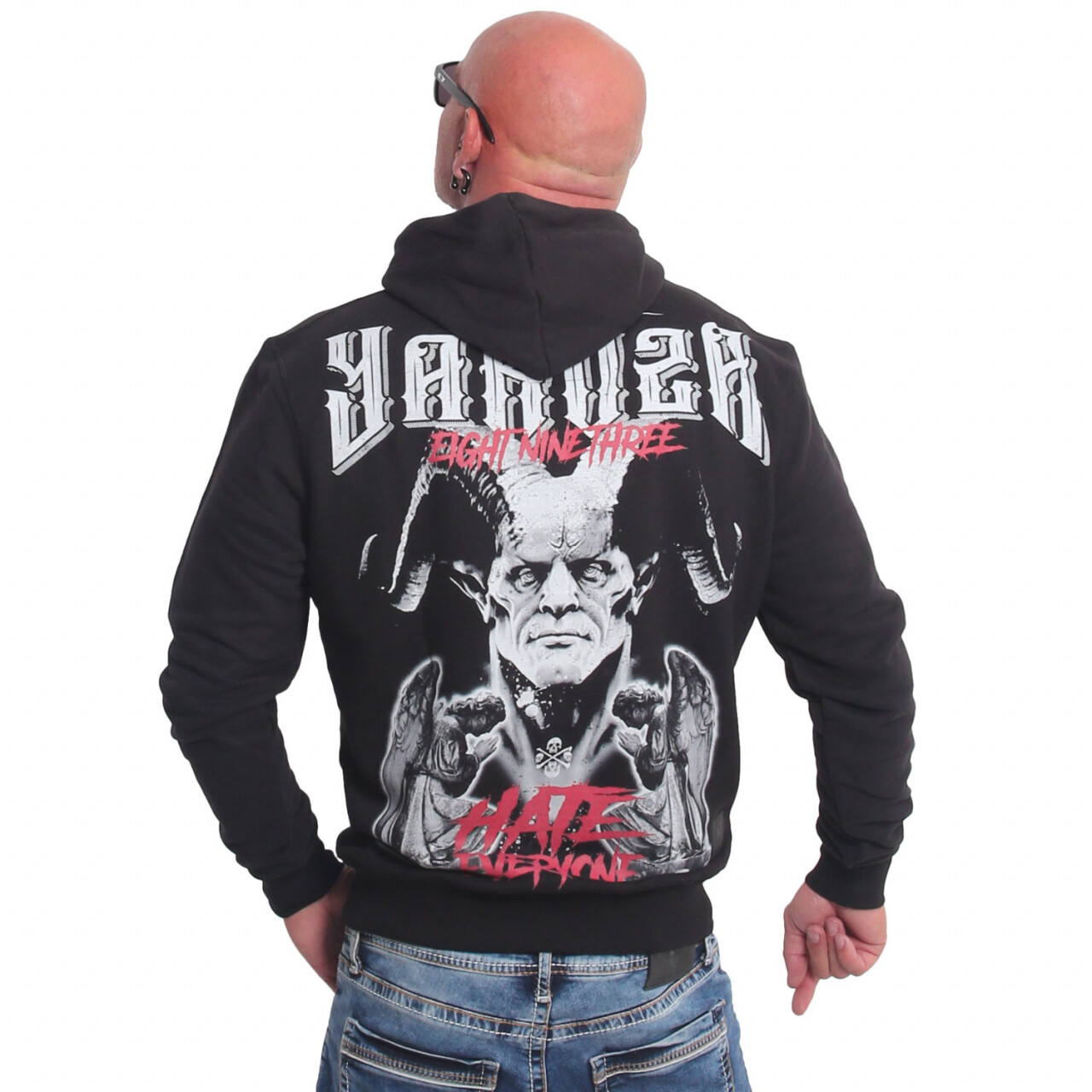 Mikina s kapucňou Yakuza Hate - čierne-sivé, M