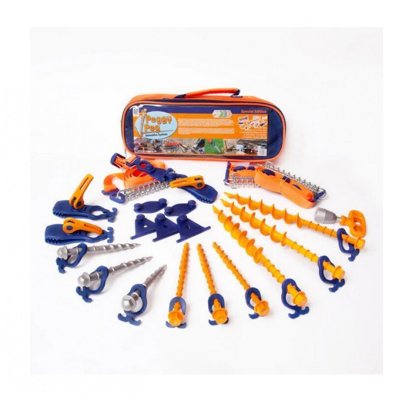 Súprava na ukotvenie s popruhmi Peggy Peg 270 - modrá-oranžová