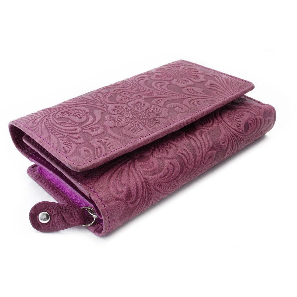 Dámska kožená zipsová peňaženka so vzorom Arwel 2266 - fialová
