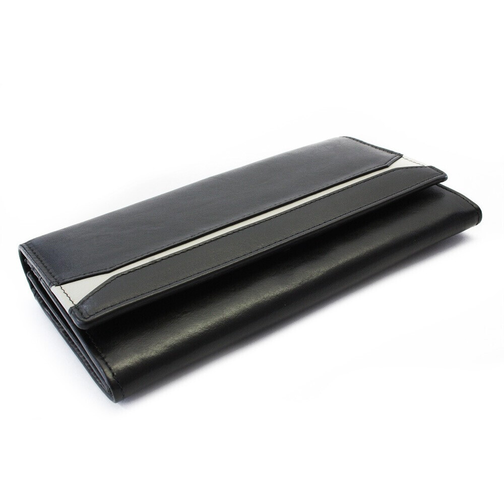 Dámska kožená peňaženka s poklopom Arwel 2407 - čierna-sivá