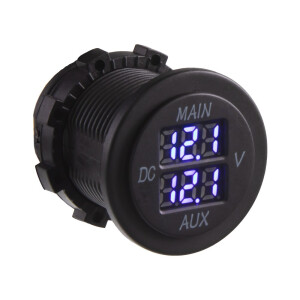 Palubný digitálny voltmeter - modrý 10-30V dvojitý
