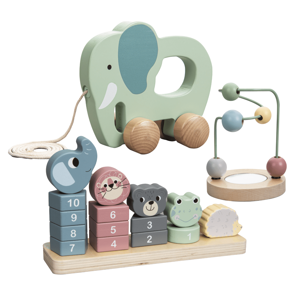 Montessori set 3 drevených hračiek, mix farieb, ENAN