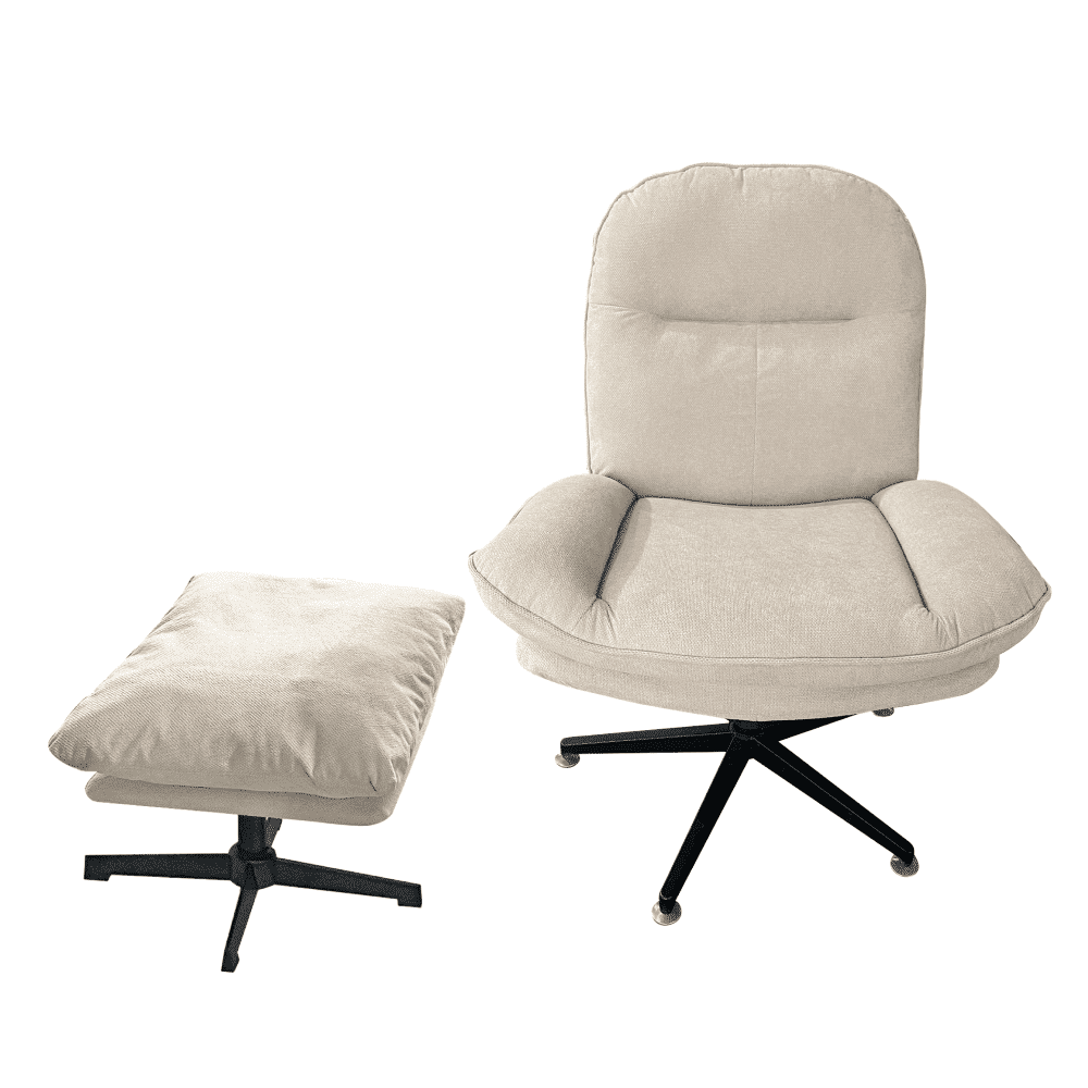 Luxusné otočné kreslo s podnožou, sivobéžová/čierna, MADIX