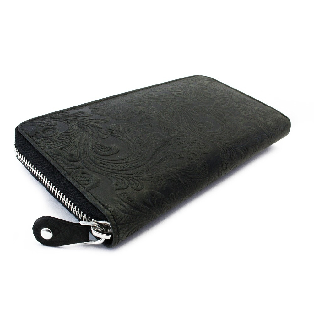 Dámska kožená zipsová peňaženka so vzorom Arwel 2265 - čierna