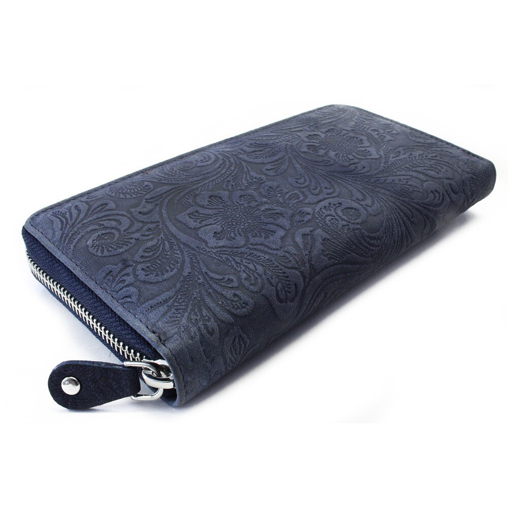 Dámska kožená zipsová peňaženka so vzorom Arwel 2265 - navy