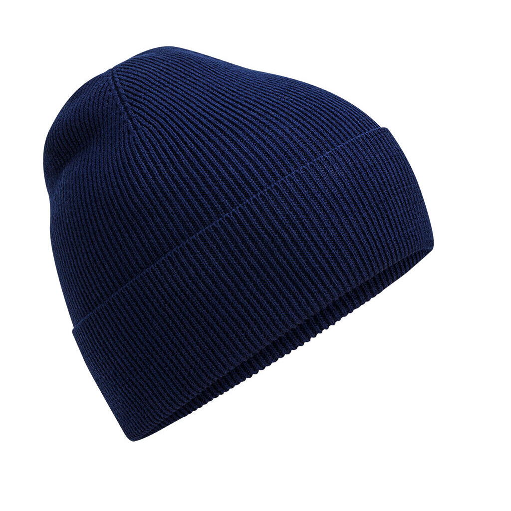 Čiapka z jemného úpletu z organickej bavlny Beechfield Beanie - tmavo modrá