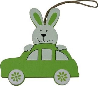 GOBA Veľkonočná dekorácia závesná – Auto so zajačikom