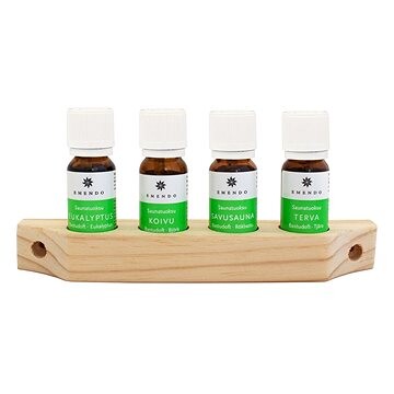 EMENDO OY Esencia do sauny PREMIUM, 4× 10 ml, prírodný držiačik