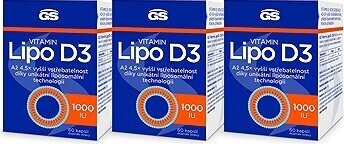 GS Vitamín Lipo D3, 1000 IU, 3× 60 kapsúl