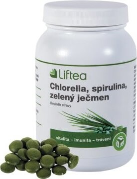 Liftea Chlorella, spirulina, zelený jačmeň, 250 tabliet