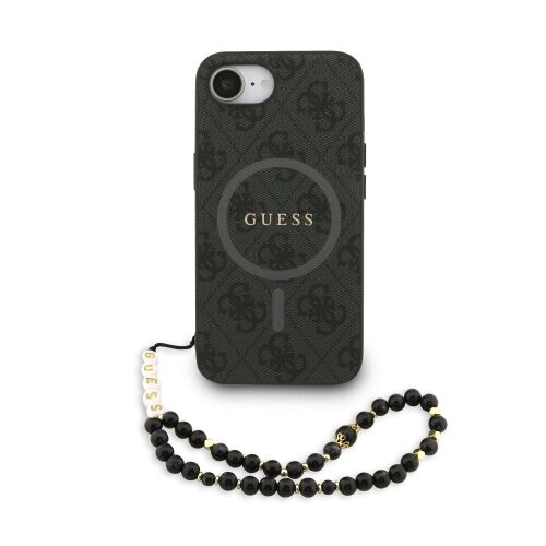 Guess PU Leather 4G Colored Ring Strap MagSafe Zadní Kryt pro iPhone 16e Black
