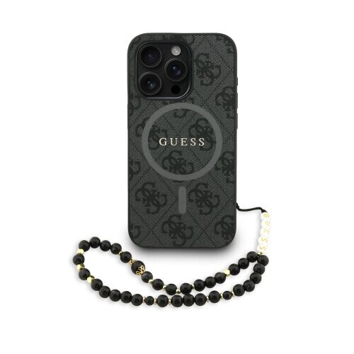 Guess PU Leather 4G Colored Ring Strap MagSafe Zadní Kryt pro iPhone 15 Pro Max Black