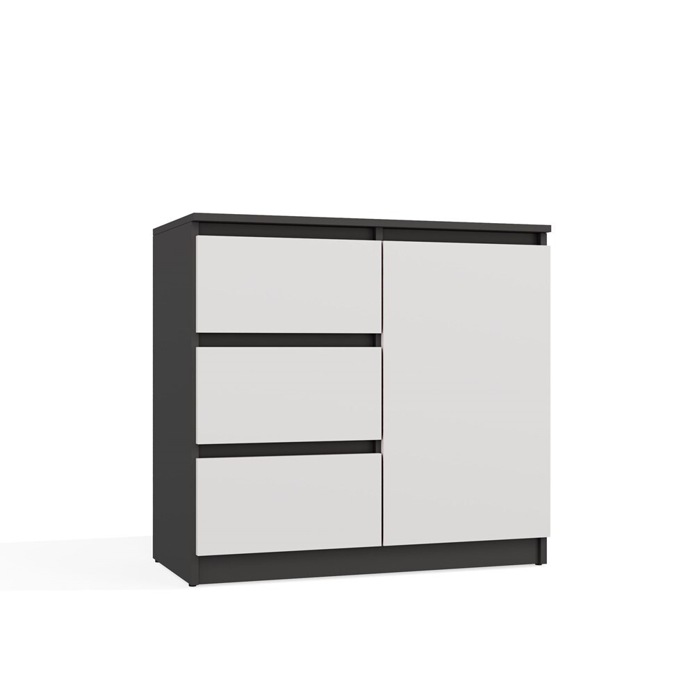 Komoda Malwa 1D3S 80 cm antracit/bílá