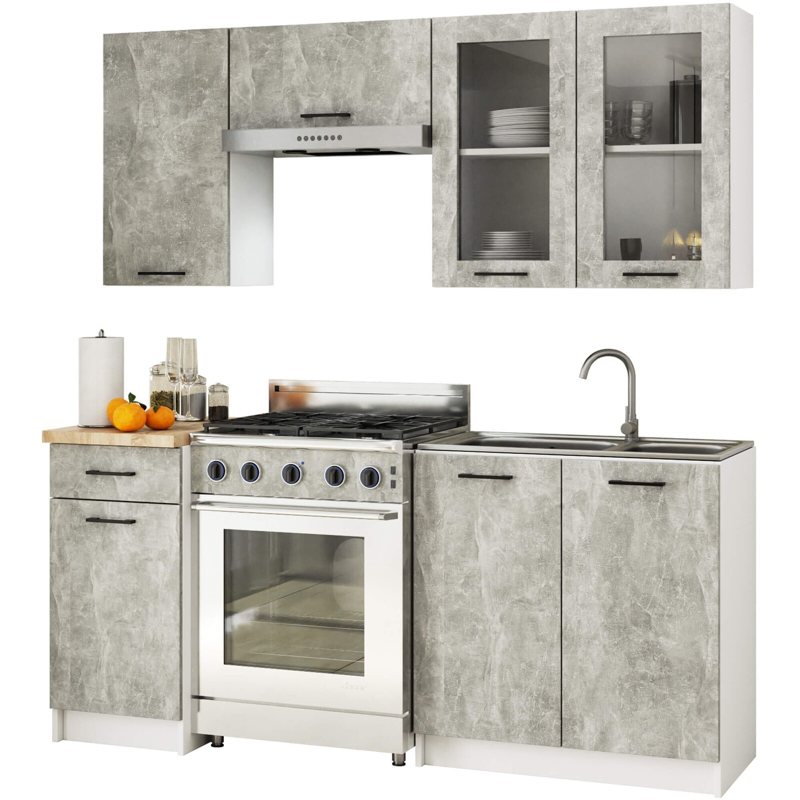 Kuchyňská linka Olivie H720 1,8 m prosklená beton