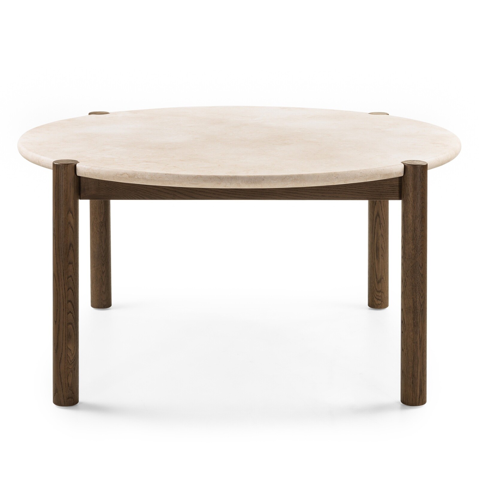 Kulatý jídelní stůl Bruna 150 cm z masivu dub mocha/krémový mramor