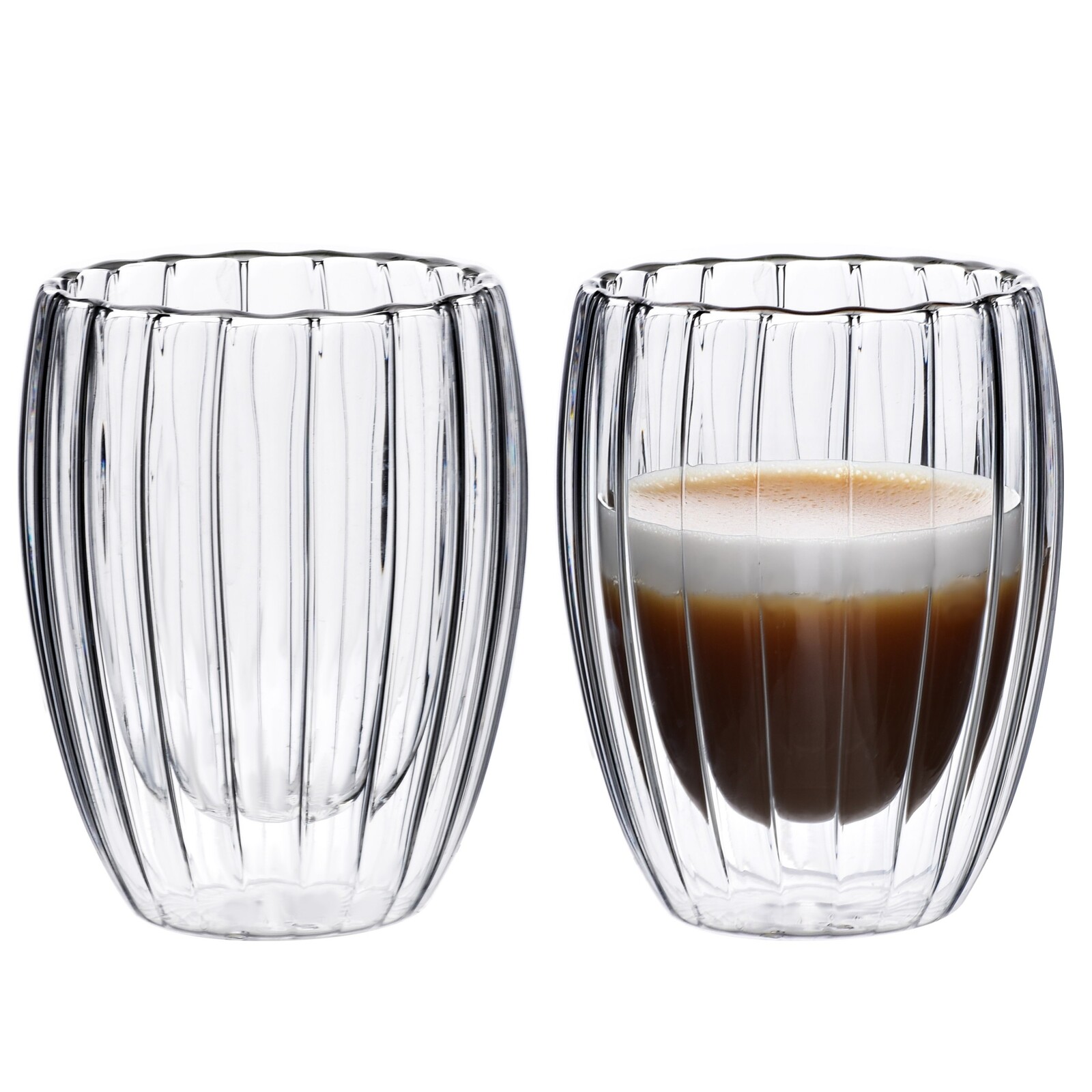 Sada 2 ks skleněných hrnků PETER STRIPES 300 ml čirá