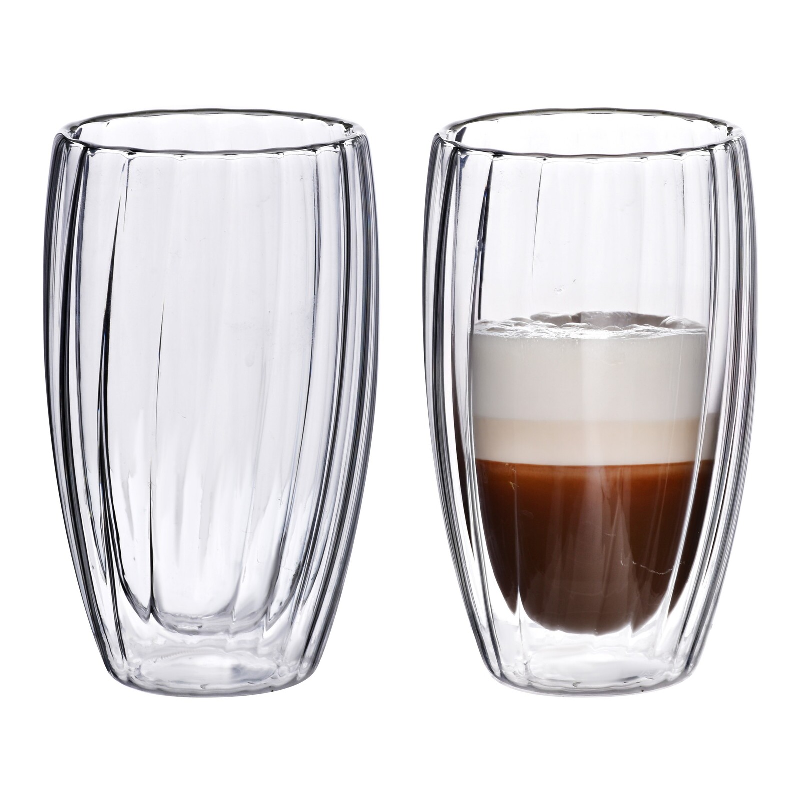 Sada 2 ks skleněných hrnků PETER STRIPES 450 ml čirá