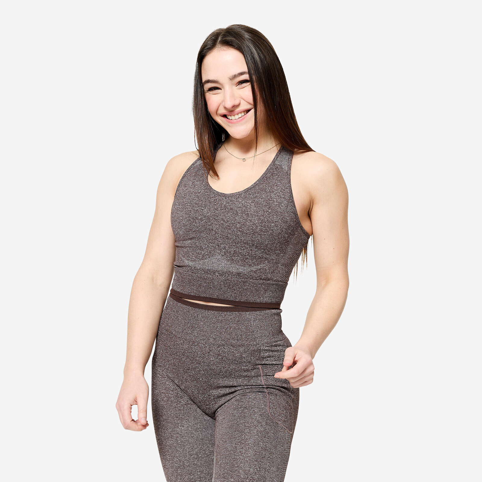 Dámske fitness tielko bezšvové hnedé
