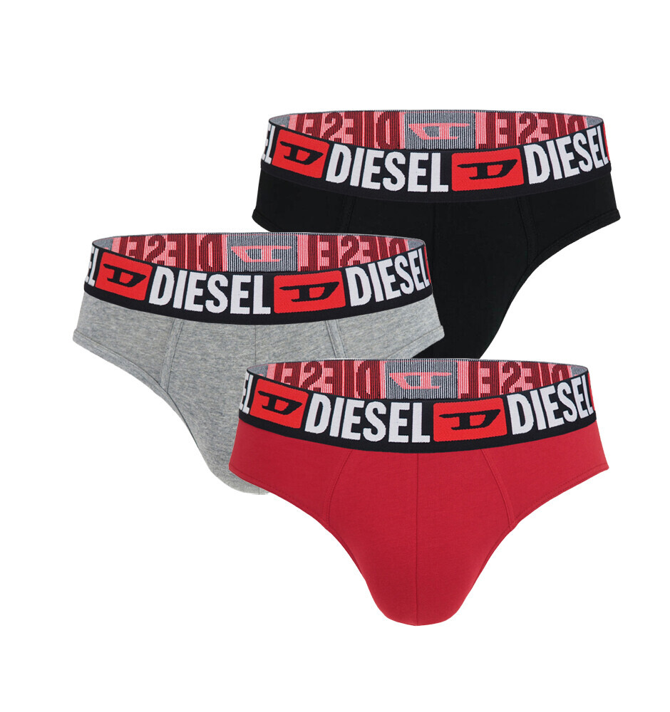 DIESEL - slipy 3PACK cotton stretch black, red, gray