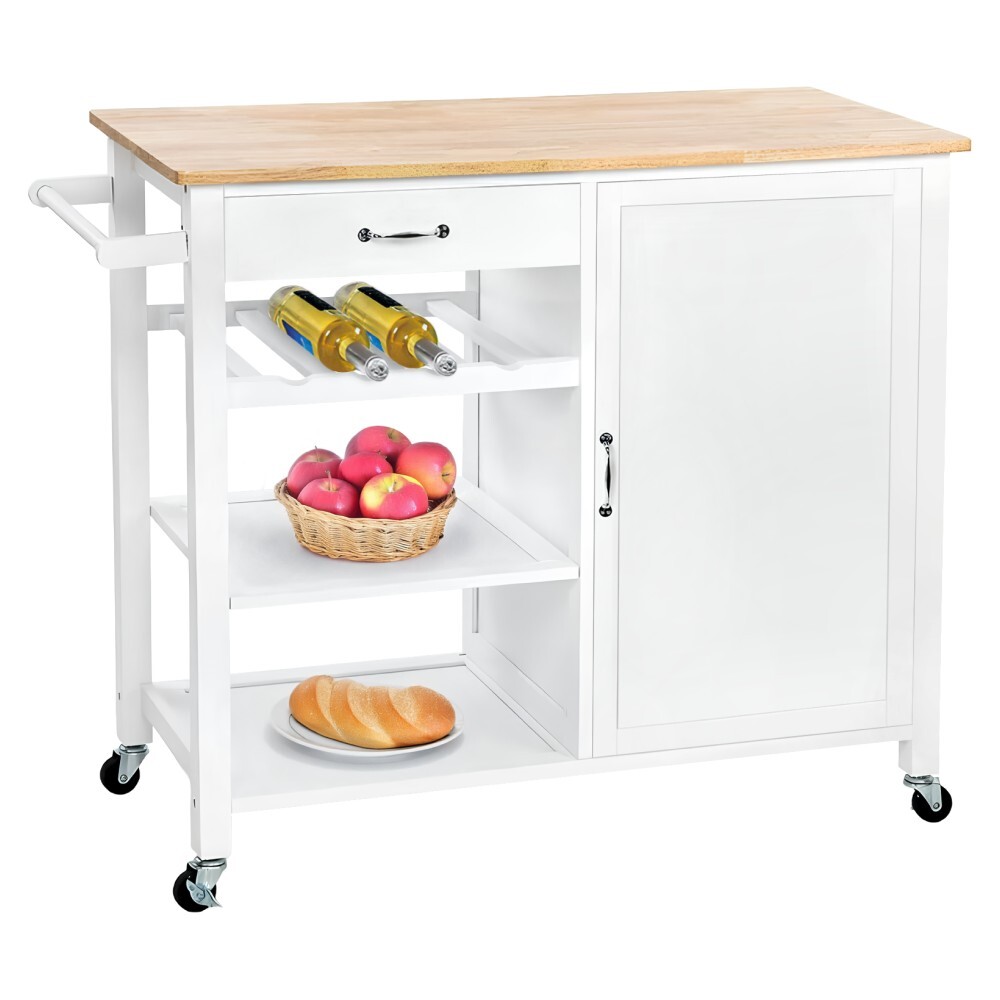 KONDELA Robins servírovací stolík na kolieskach biela / prírodná