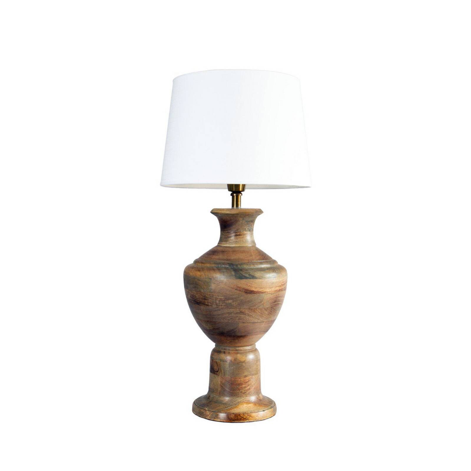 Stolová lampa Alma, biela/hnedá, výška 69 cm, drevo/textil