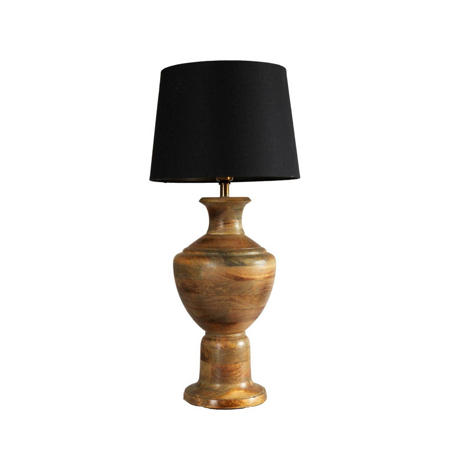 Stolová lampa Alma, čierna/hnedá, výška 69 cm, drevo/textil