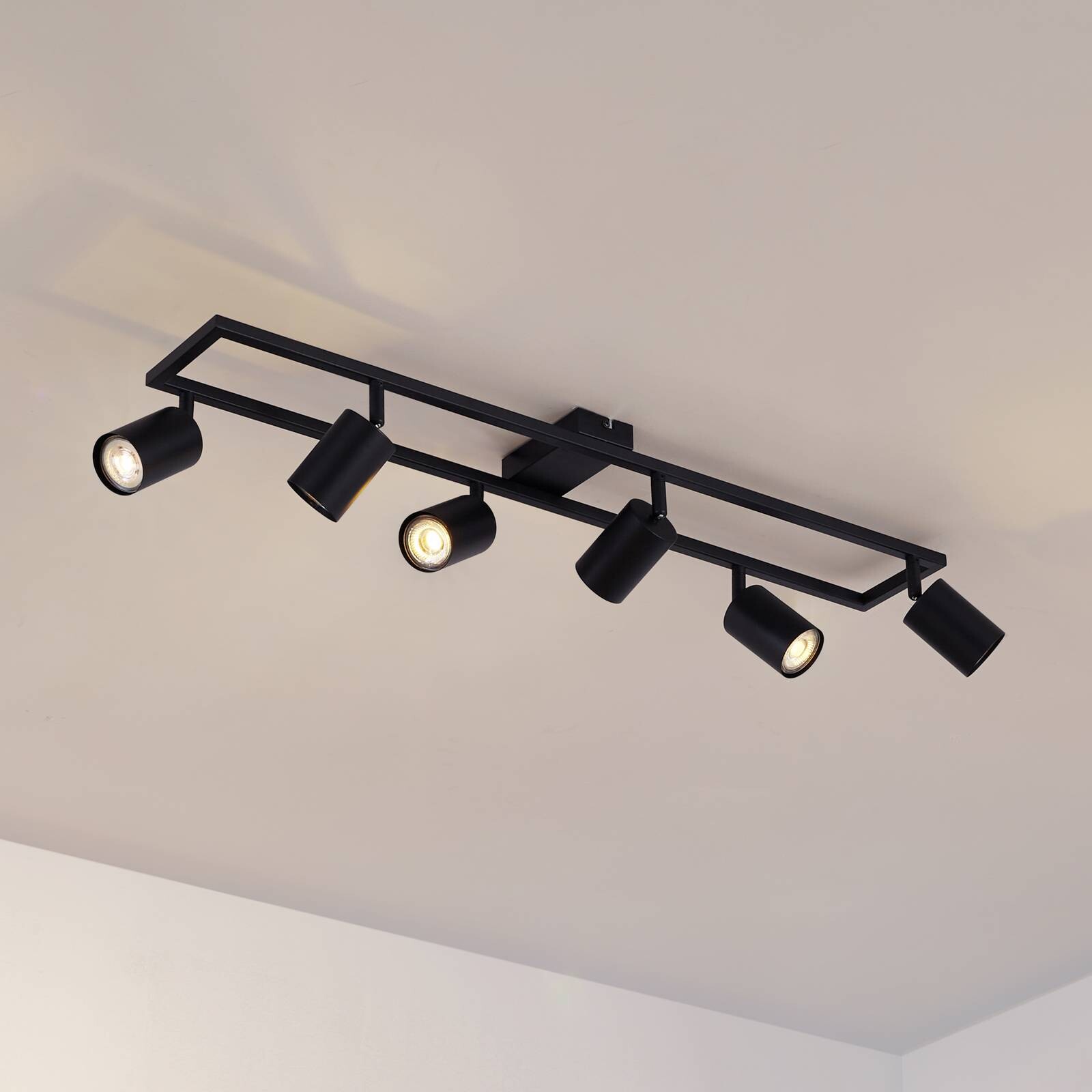 Lindby Stropné bodové svetlá Bravius, čierne, 6-pl