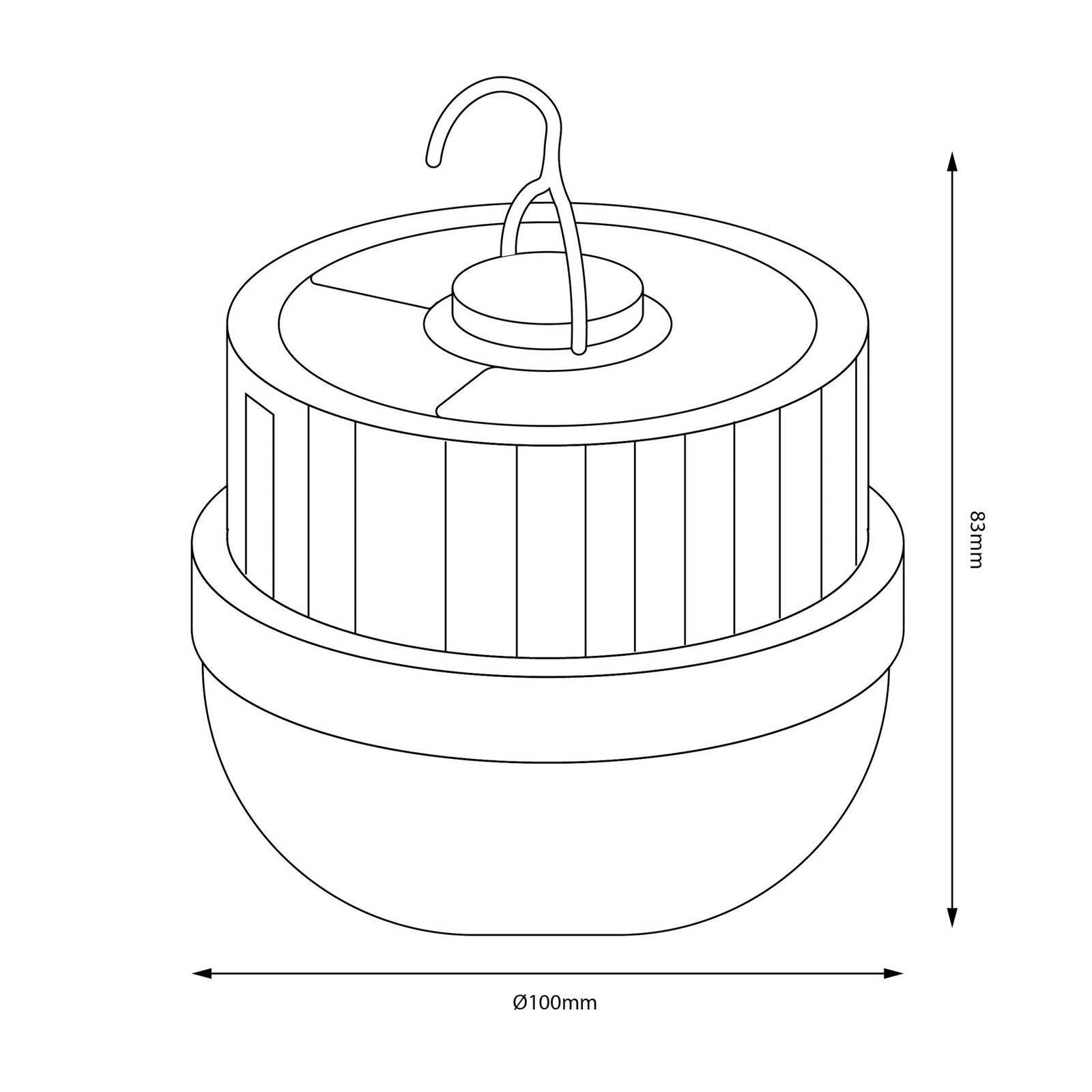 LED solárna lampa Ufo, prenosná, plast, čierna/biela