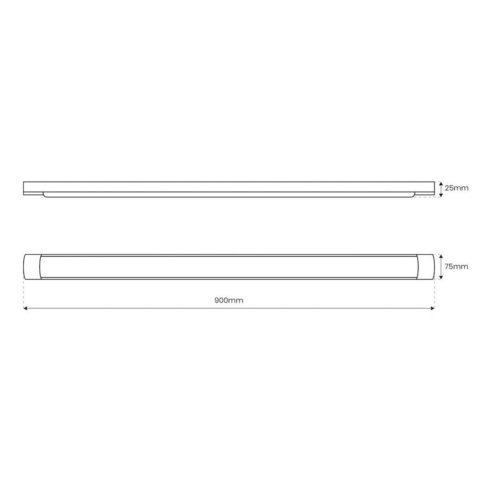 Stropné LED svetlo Batten, dĺžka 90 cm, hliník, biela, 4 000 K