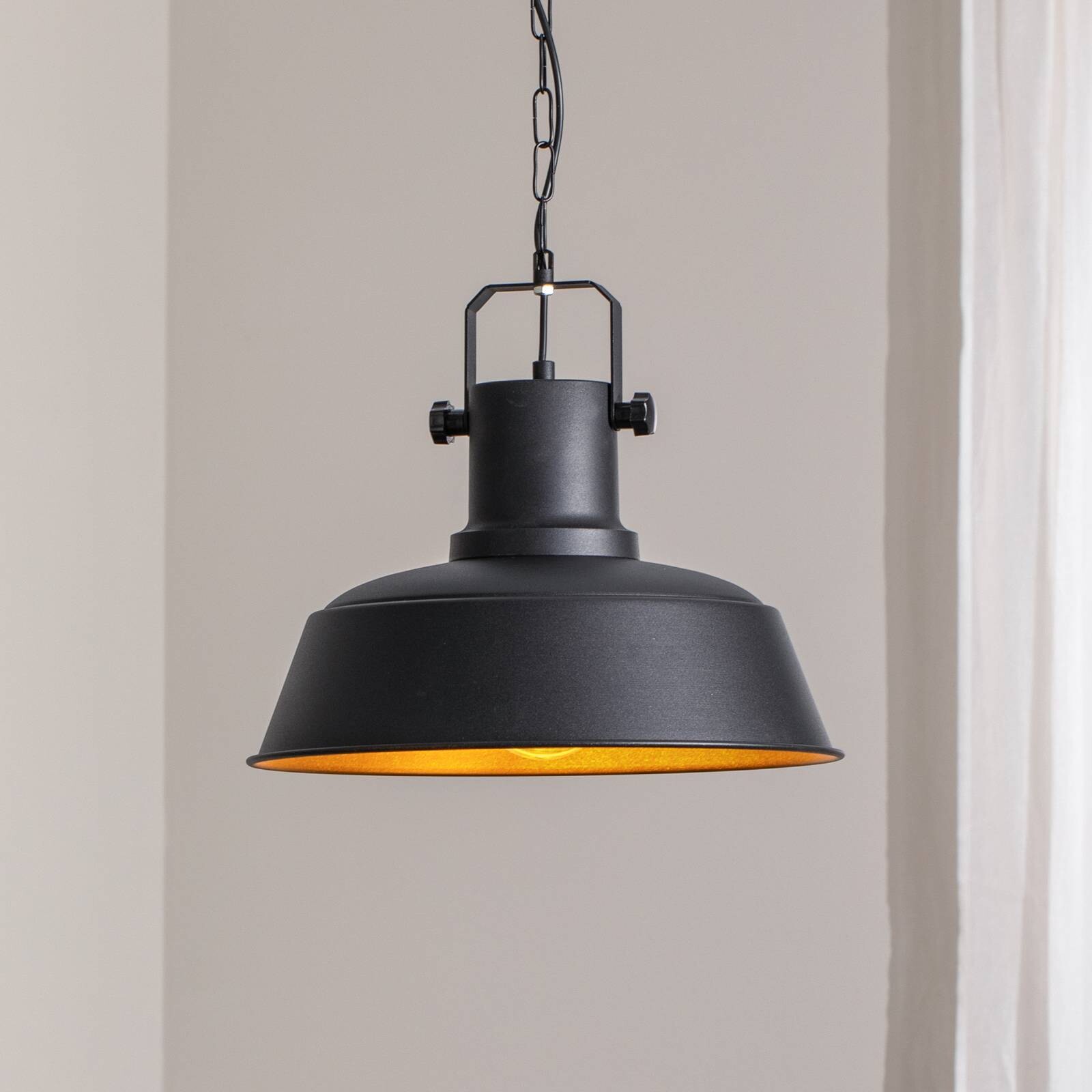 Závesné svetlo Orema, čierne, Ø 40 cm, kov, E27