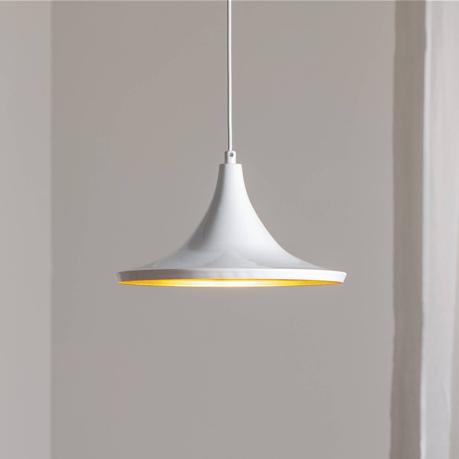 Závesné svetlo Genisy, biele, Ø 31 cm, kov, E27