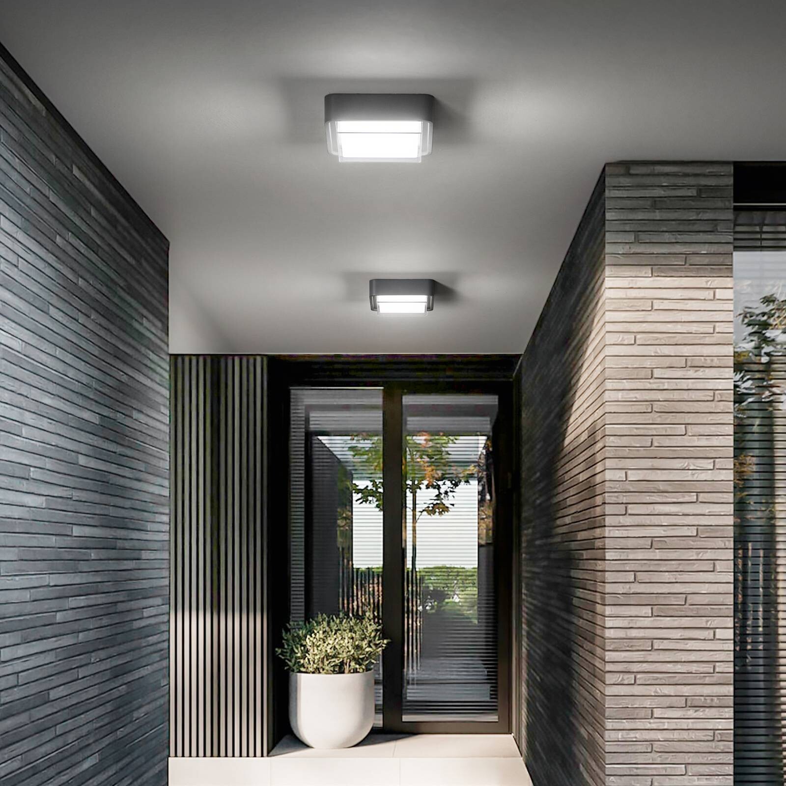 LED vonkajšie stropné svietidlo Diuk, tmavošedá, kov, IP65