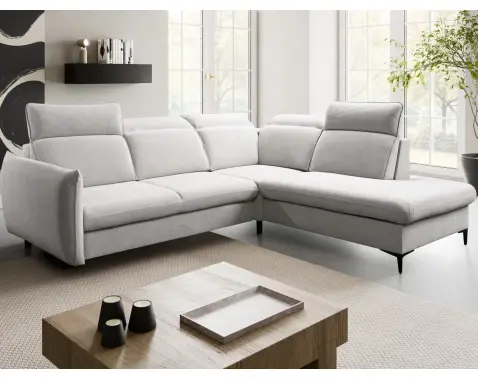 Rohová sedacia súprava Glow, svetlo šedá látka, pravý roh%