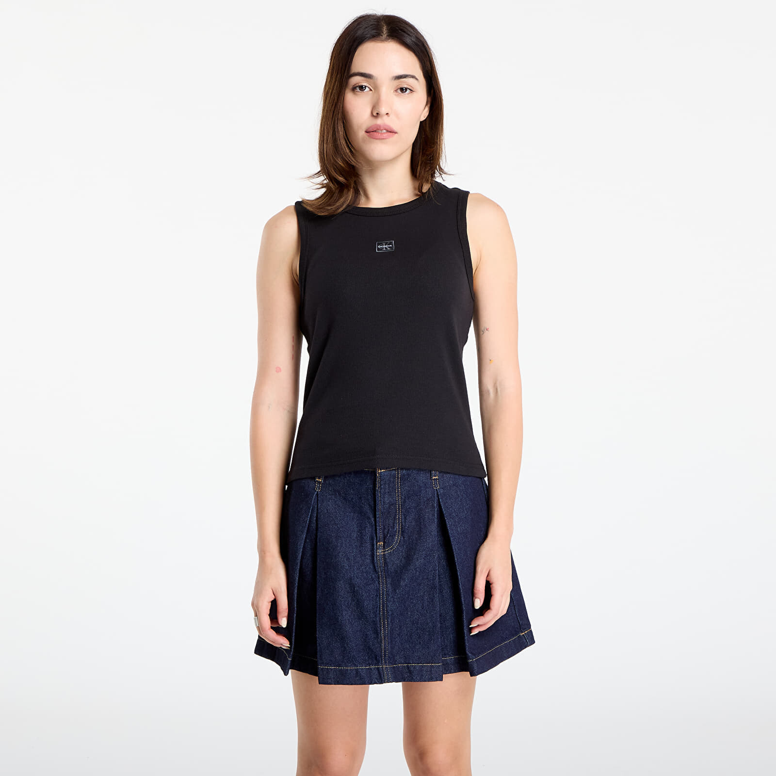 Calvin Klein Jeans A - Woven Label 2X2 Tank Top Black M