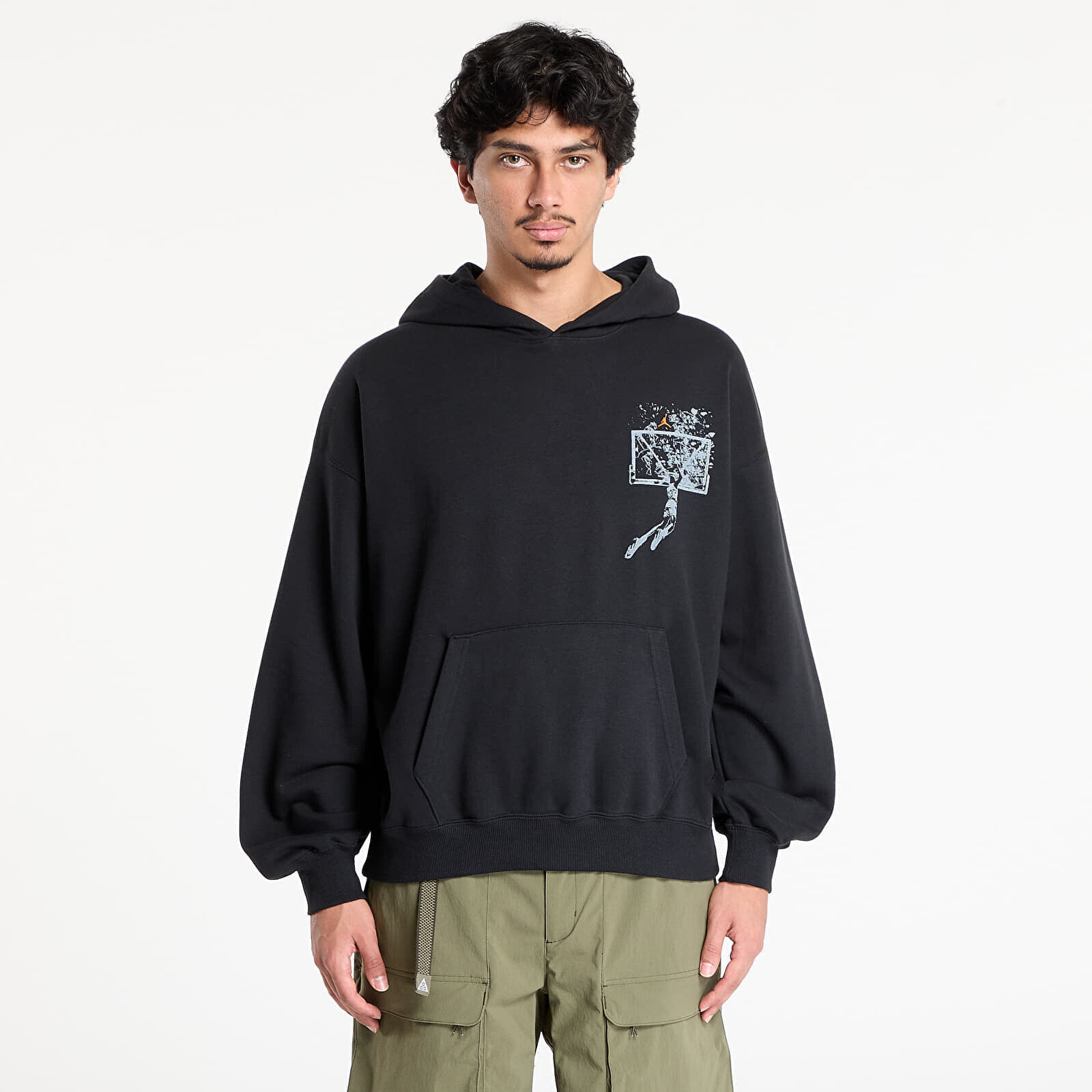 Mikina Jordan Brooklyn Men's Oversized Pullover Hoodie Black/ Starfish S